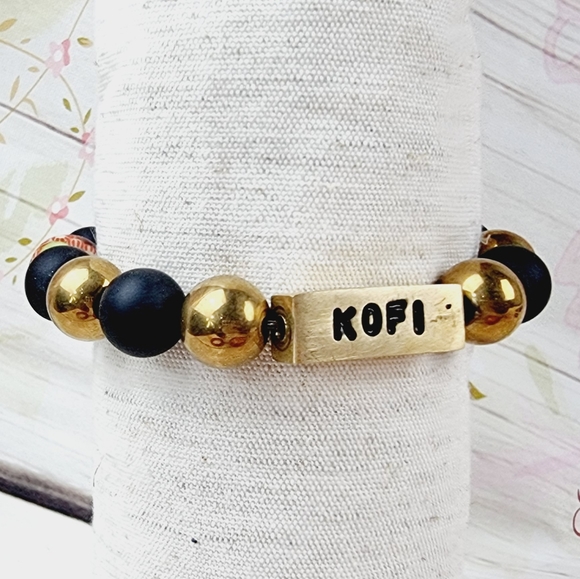 Authentic African men's beads bracelet elastic - Picture 4 of 11